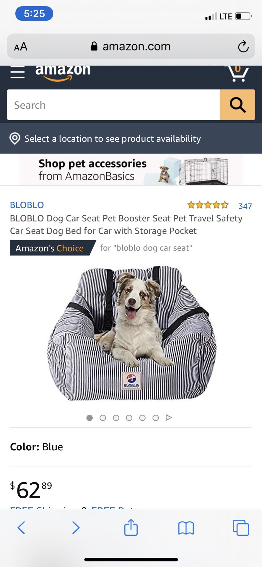 BLOBLO Dog Car Seat Pet Booster Seat Pet Travel Safety Car Seat Dog Bed