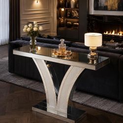 39" Mirrored Console Table, Modern Silver Entryway Table