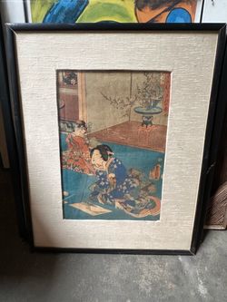 Framed Japanese Ukiyo-e Woodblock Print