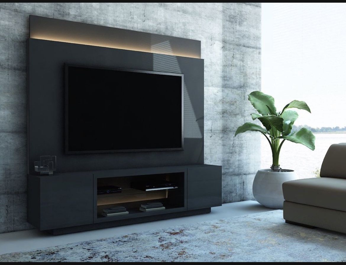 TV STAND WITH FREE STANDING PANEL NEW IN BOX
