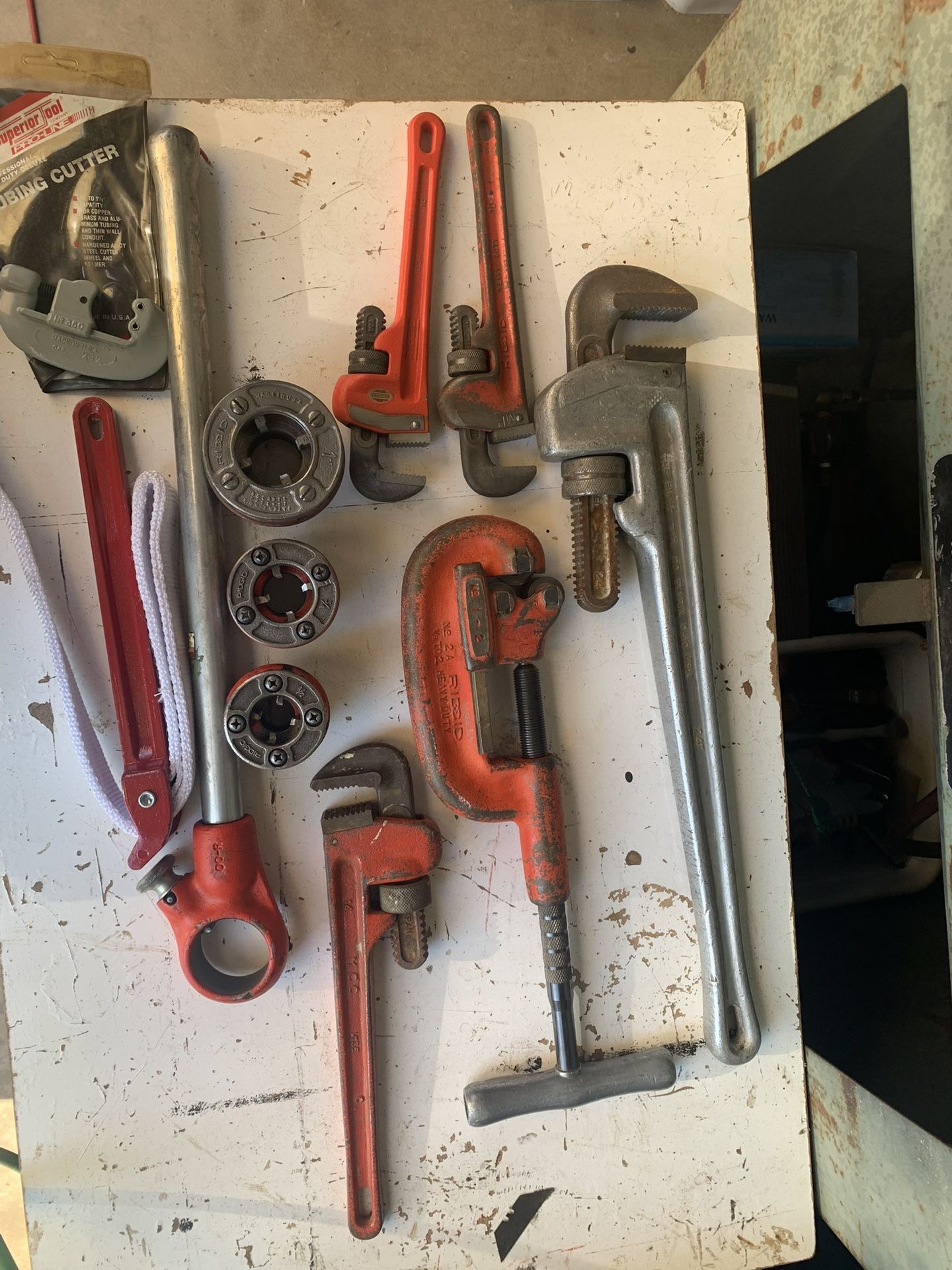 Ridgid pipe cutter, threader,wrenches