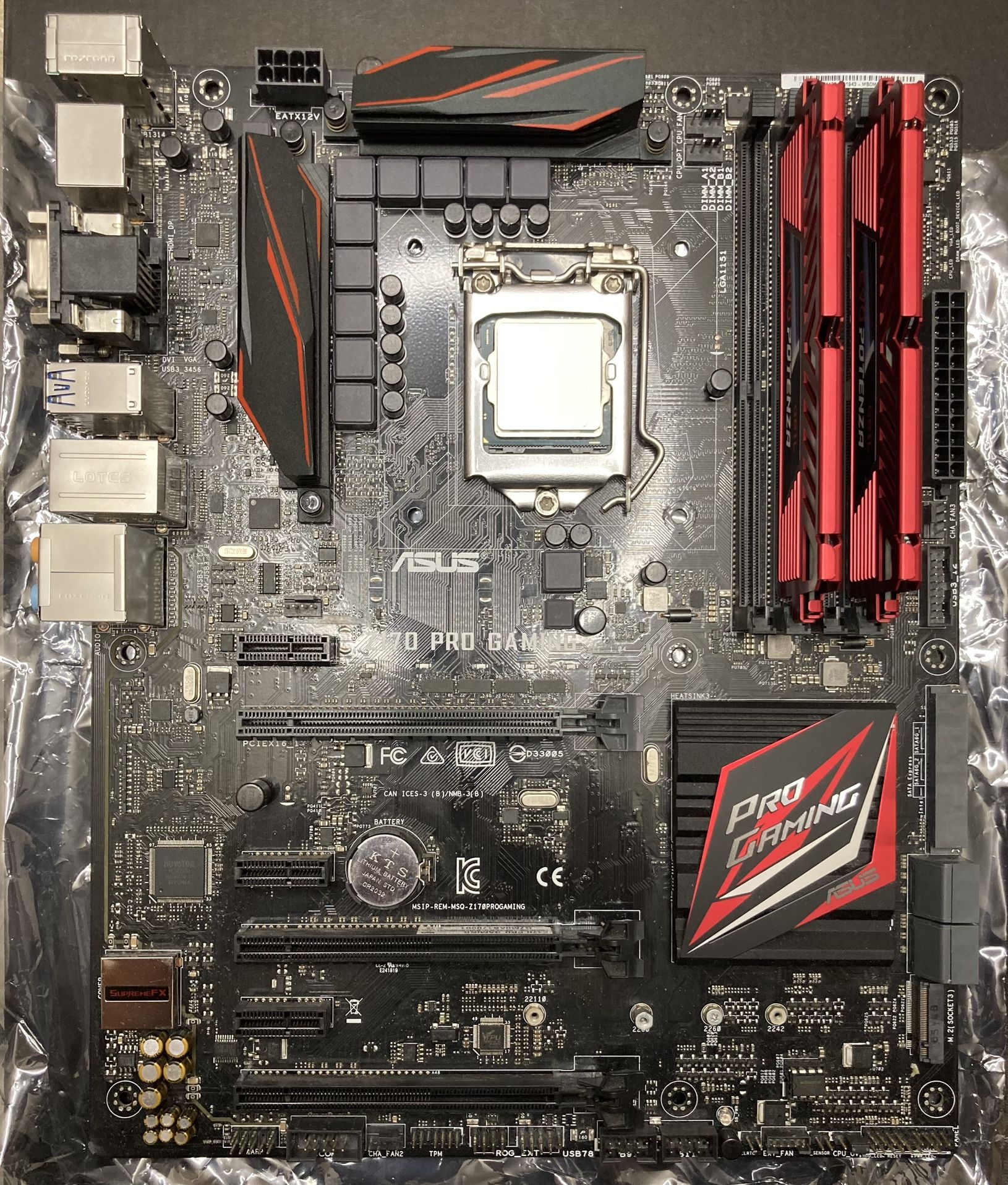 ASUS Mobo LGA1151 + Intel i5-6600K + 16GB DDR4