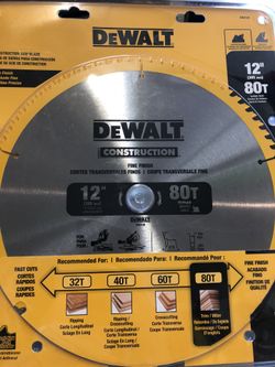 DeWalt Construction Blade 12” 80 Teeth