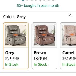 New Grey Recliner With Heat & Massage