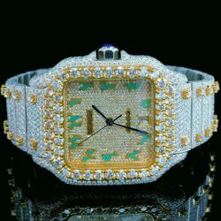 🔥🔥BLACK FRIDAY SALE EMERALD GREEN DIAL TWO TONE MOISSANITE WATCH 