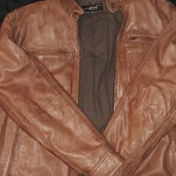 XXL BROWN LEATHER BIKER JACKET
