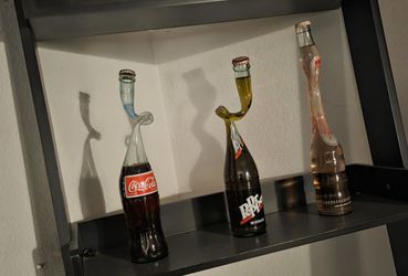 Vintage Curved Twisted Soda Bottles Dr Pepper Coca Cola Rojita