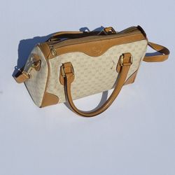 Vintage Gucci GG Monogram Canvas and Leather Boston Bag – Tan Brown – Italy