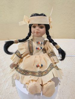 Vintage Cheyenne Native American Girl 8" Indian Porcelain Doll *Please Read Description
