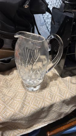 Clear Cut Crystal Glass Pitcher