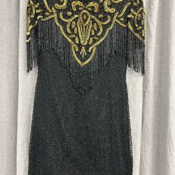 Vtg Silk Beaded Dress 