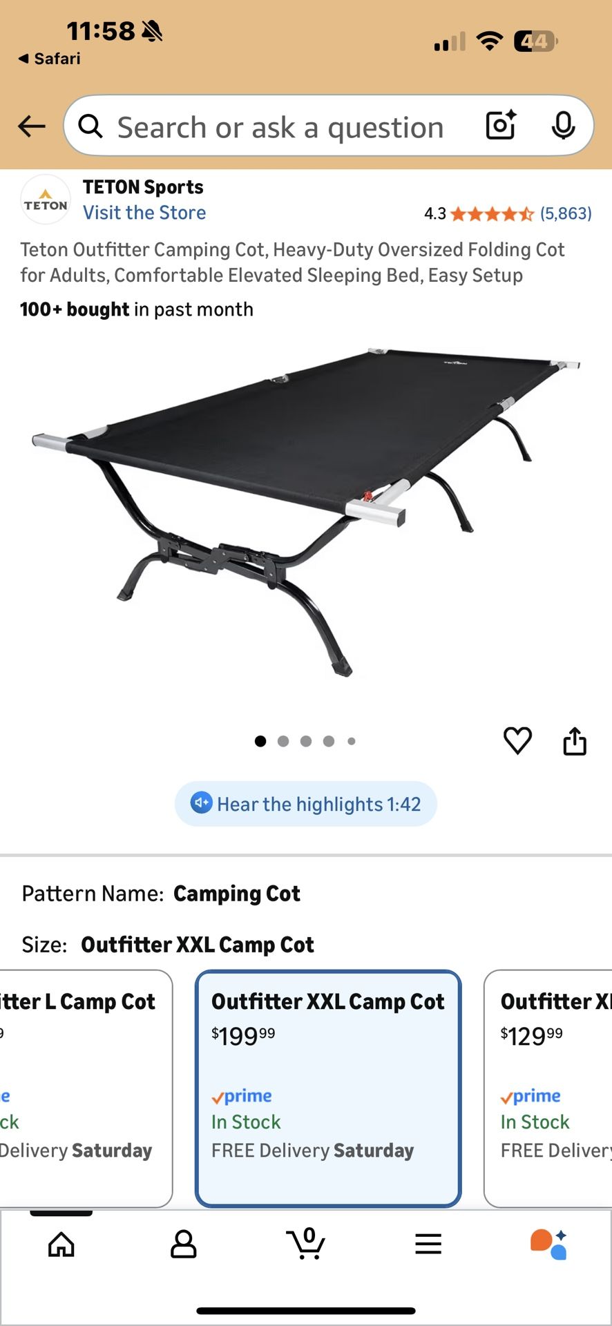 Teton XXL Camping Cot