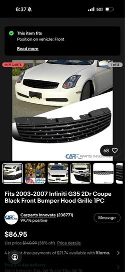 Brand new Infiniti G35 Grill