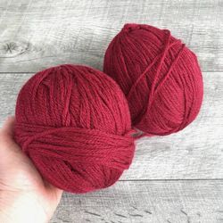 Lot of 2 Large Skeins Burgundy 3 ply Tapestry Crewel Wool Yarn