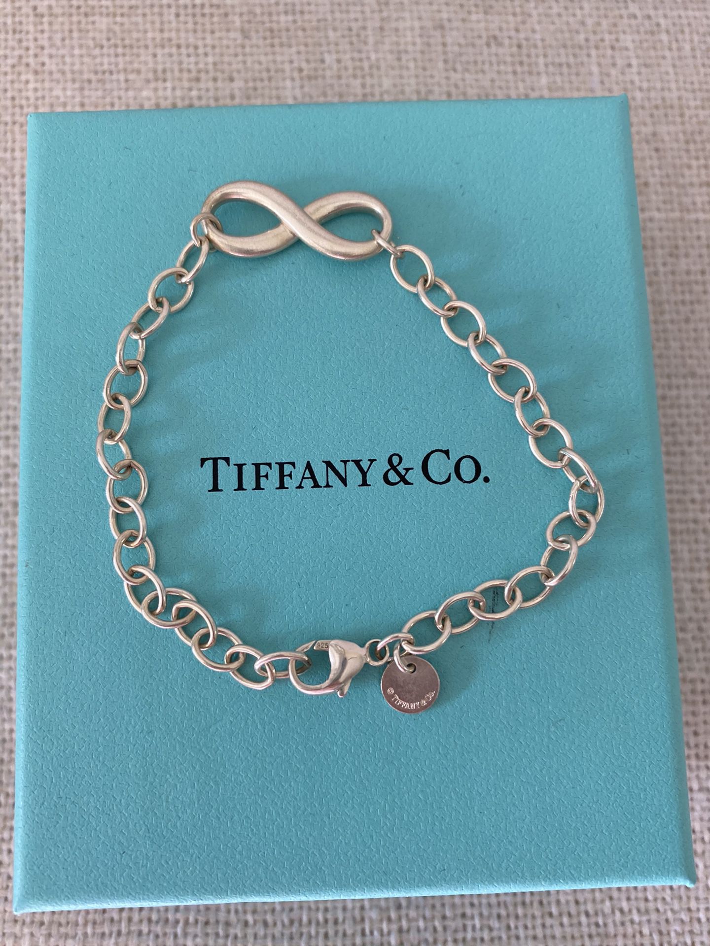 Sterling Silver New In box Authentic Tiffany Infinity Bracelet