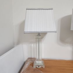Glass Table Lamp with Square Pleated Shade