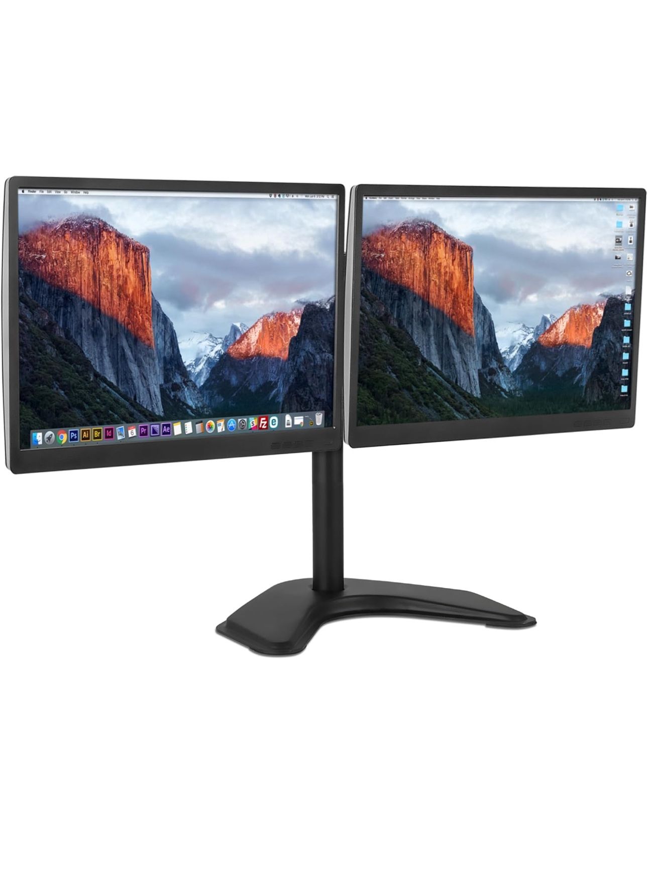 Mount-It! Dual Monitor Stand for Desk - 2 Screen Mount for Two Computer Screens up to 32 Inch and 17 Lbs - Free-Standing Base Swivels, Tilt, Rotates 3