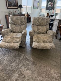 LAZY BOY. Pair of Fabric Recliner Chairs