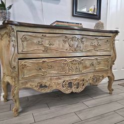 Vintage Curved Wood Dresser – Refinished Top, Delivery Available