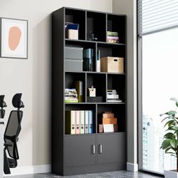 31" W x 70" H Storage Bookcase with 10 Cubes and 2 Doors