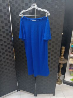 Royal Blue Short Sleeve Midi Dress by London Times