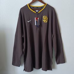 Size 3XL San Diego Padres Nike Mens Brown Authentic Collection Performance Half-Zip Pullover Sweater