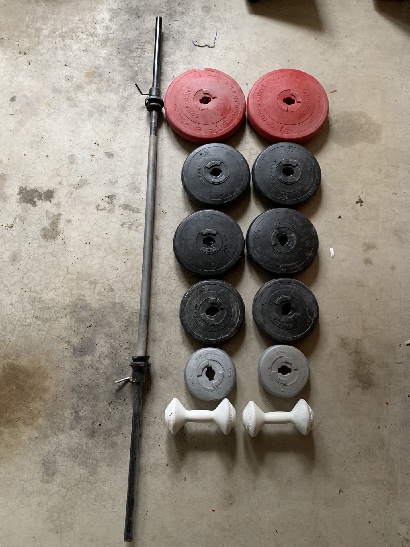 Vintage Weight Plates and Barbell