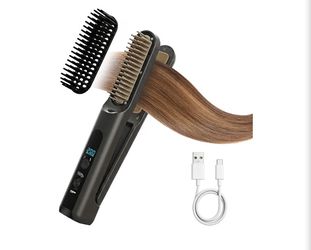 Cordless Hair Straightener Brush 2-in-1, Rechargeable Portable Travel Styler