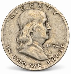 1952-D Franklin Half Dollar 90% Silver Denver Mint Vintage US Coin