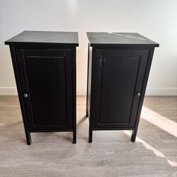 Black Wooden Side Tables / Nightstands – Set of 2