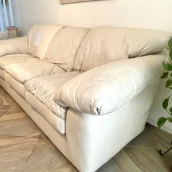 BEST OFFER-White Leather Sofa And loveseat 