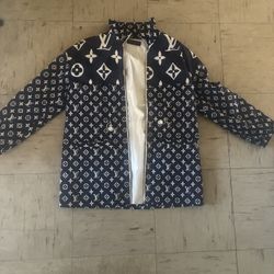 Navy And White LV Monogram Jacket
