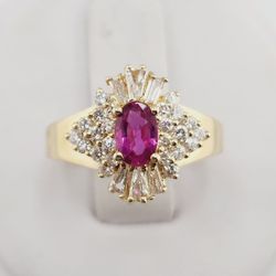 14k gold 0.75ct ruby 1ctw vs diamond ring
