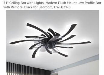 31” Modern Flush Mount Ceiling Fan w/ Lights & Remote – NEW $70