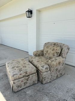 Oversized Armchair with Matching Ottoman