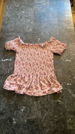 Pink Floral Smocked Off-Shoulder Top