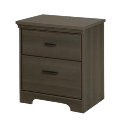 2 Drawer Nightstand/End Table with Storage, Rustic Gray ASSEMBLED
