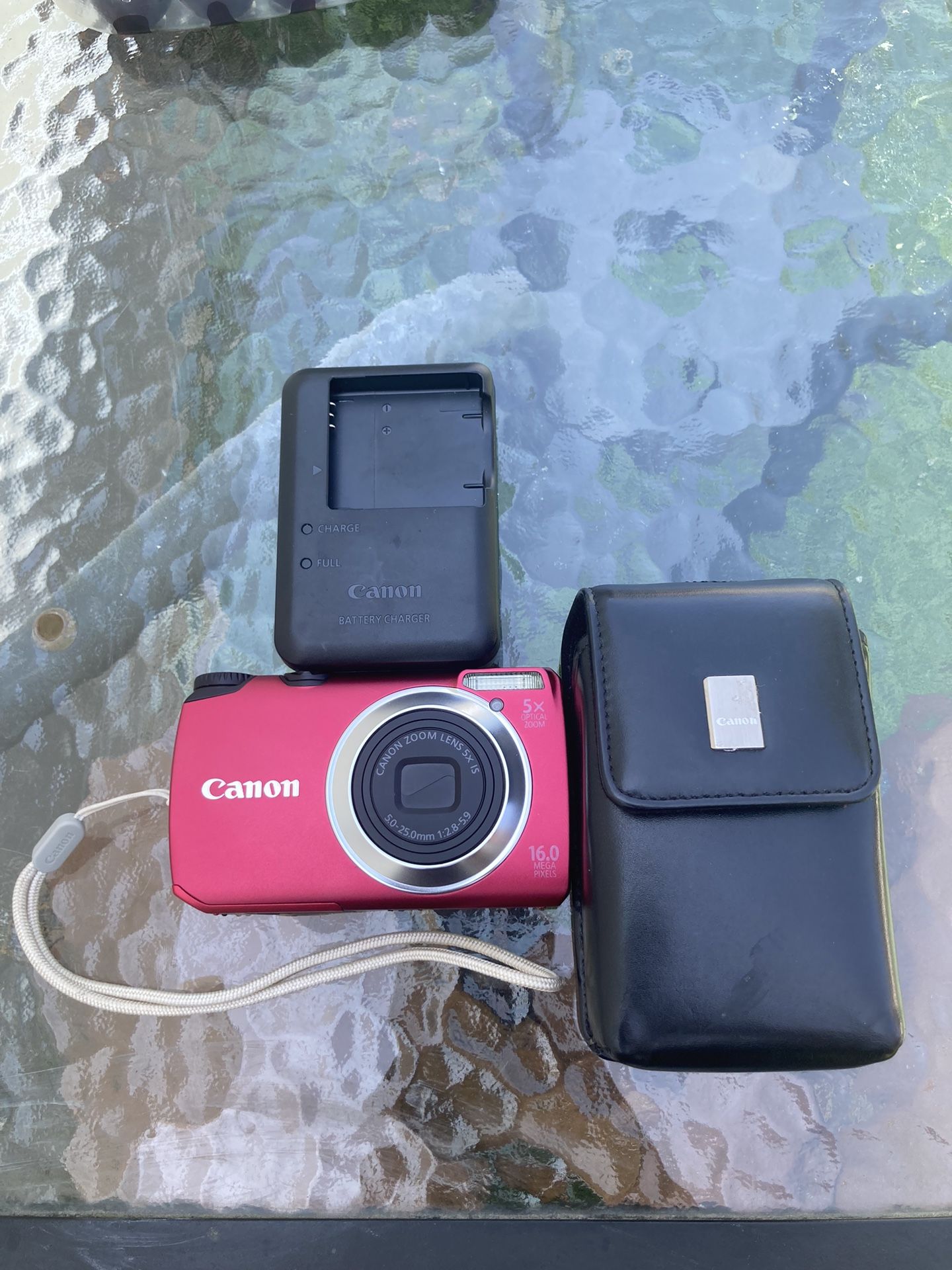 Canon PowerShot A3300 Pink RED IS 16MP Digital Camera TESTED WORKS Case Charger RARE