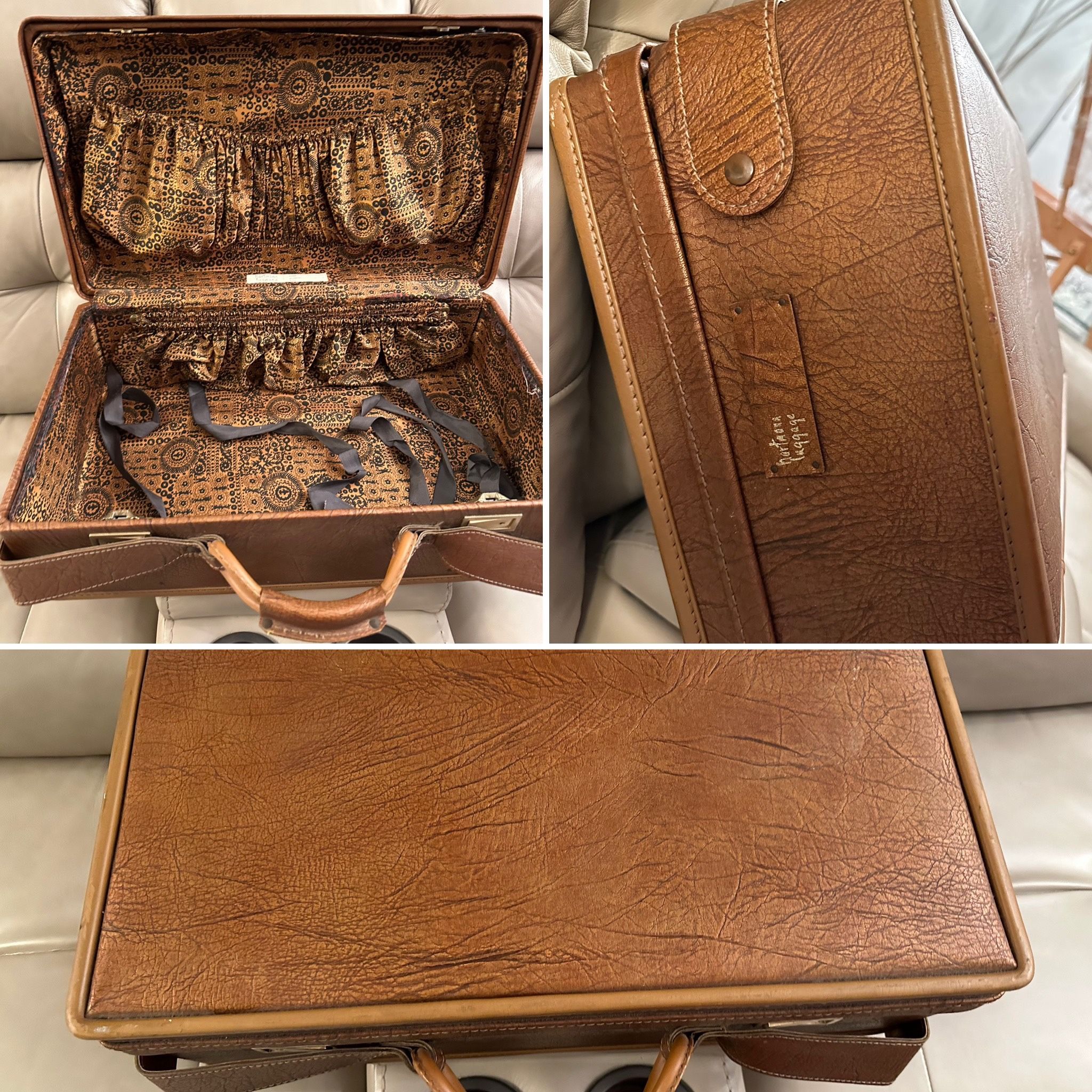 Vintage Hartmann Luggage Brown Leather Suitcase