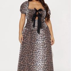 1x Leopard Print Midi Dress