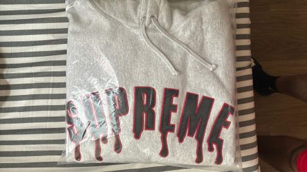 SUPREME GHOSTFACE ARC LOGO EMBROIDERED FLEECE PULLOVER HOODIE SIZE L GREY