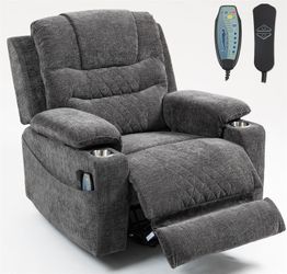 #494abc Big Man 400lbs Recliners with Extended Foot Rest and Armrest Storage, Oversized Power Lift Recliner Chair with Heat Massage and Cup Holders