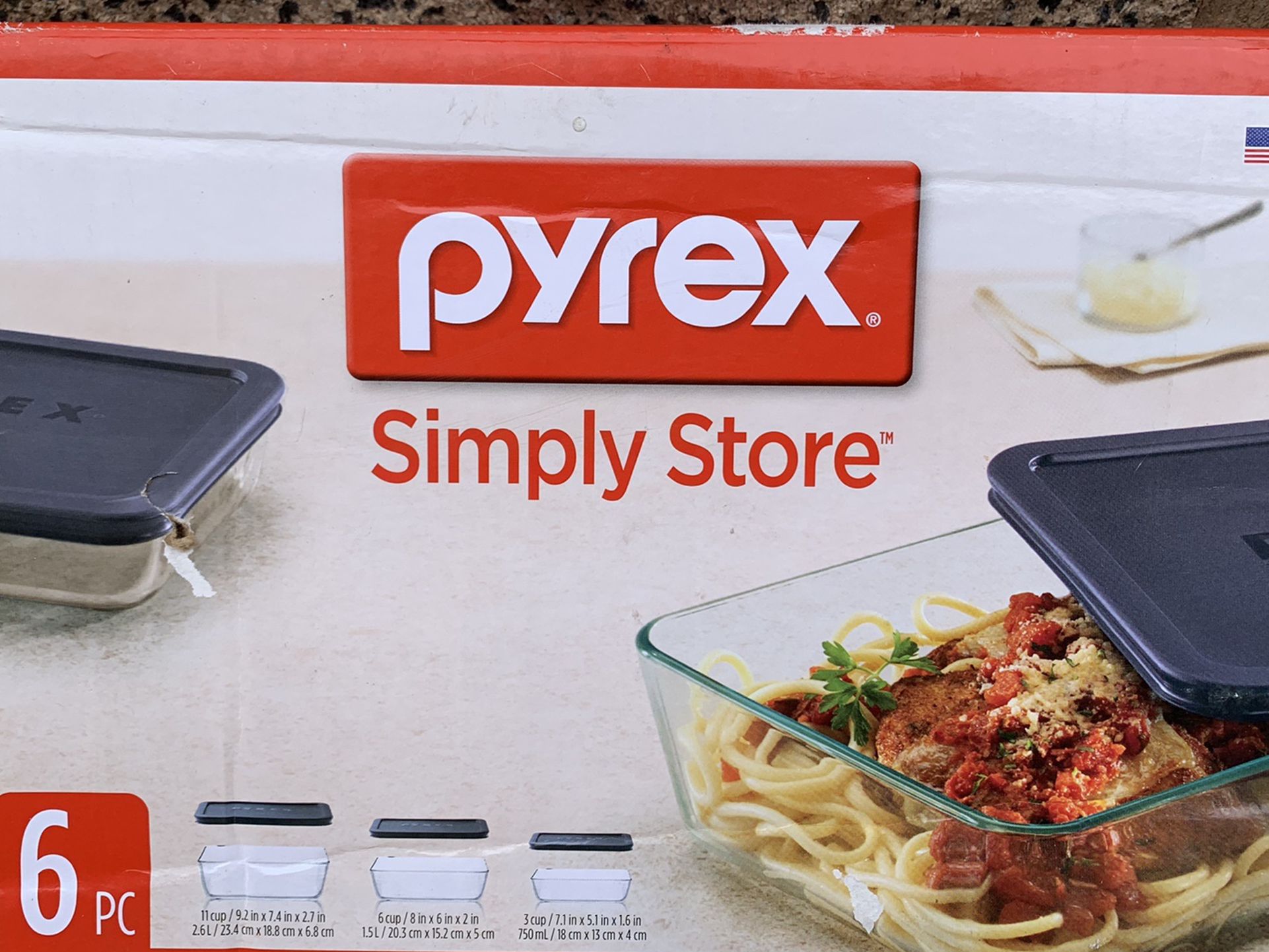 New Pyrex simply store 6pc rectangle glass storage SUMMERLIN