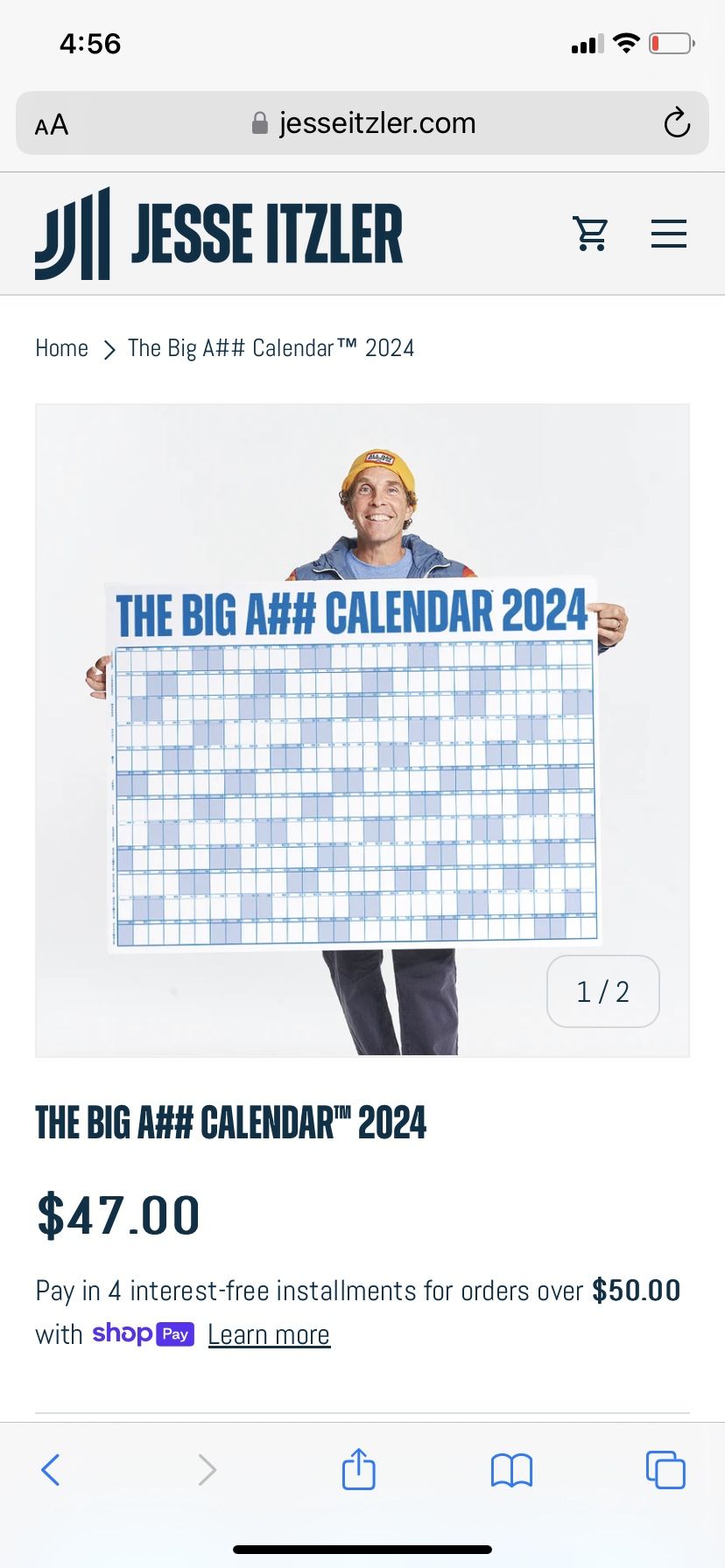 Jesse Itzler 2024 Big A## Calendar - Unopened
