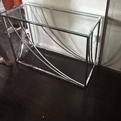 Console Table Glass Silver