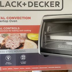 Black+Decker Countertop Convection Toaster Oven, 8 One-touch Cooking Functions, Stainless Steel
