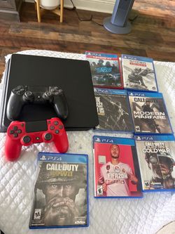 PS4 Slim Console Bundle with 2 Controllers and 7 Games