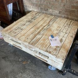 Coffee Table With Caster Wheels Made From Pallets