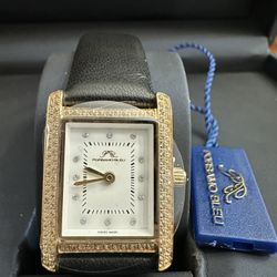 PORSAMO BLEU DIAMOND LEATHER STRAP WATCH