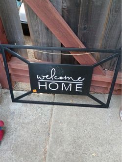 Welcome Home Black Metal Wall Sign